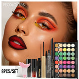 8pcs Makeup Kit,  Face Cosmetic Set With Multicolor Eyeshadow Palette, Eyeliner, Eyebrow Pen, Mascara, Lip Gloss