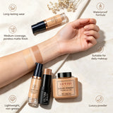 Facial Makeup Set:1PC Matte Foundation+1PC Contouring Stick+1PC Oil-Control Powder,Full Coverage,Waterproof And Sweatproof.
